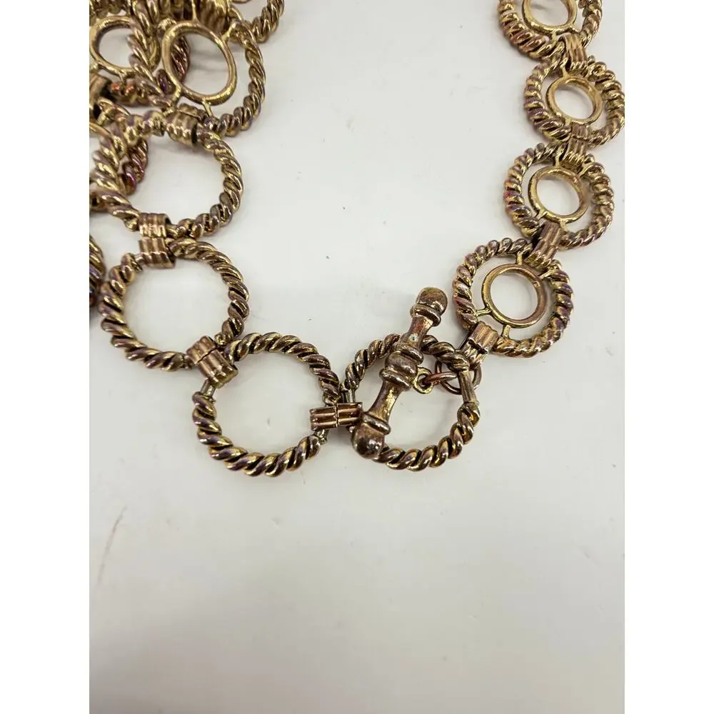 Gold Tone Circle Link Chain Belt Adjustable Boho Statement Waist Belt 41 Inch